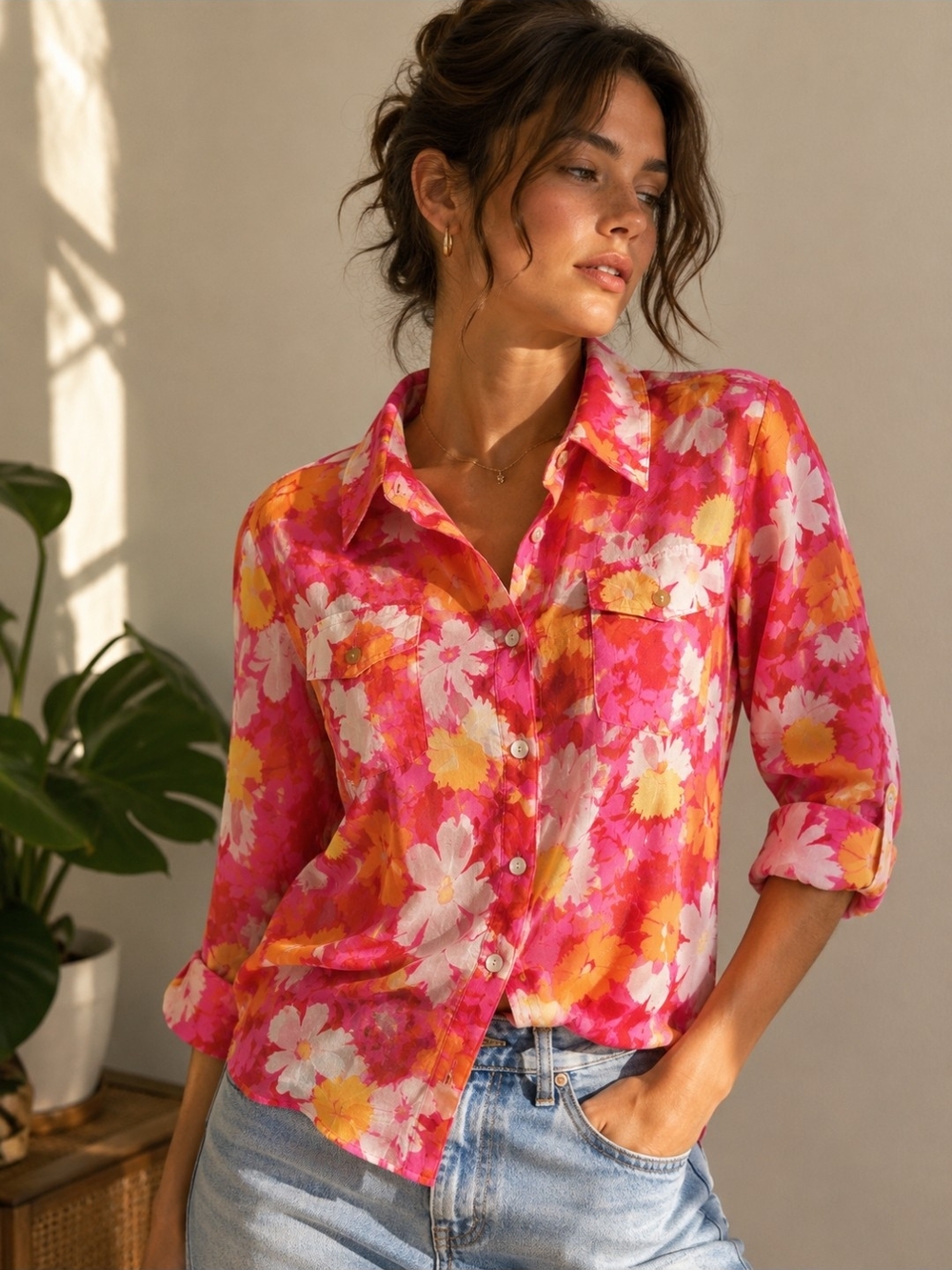 Ruby Rd. Resortwear Vacation Favorites sheer floral button up blouse 🌺✨